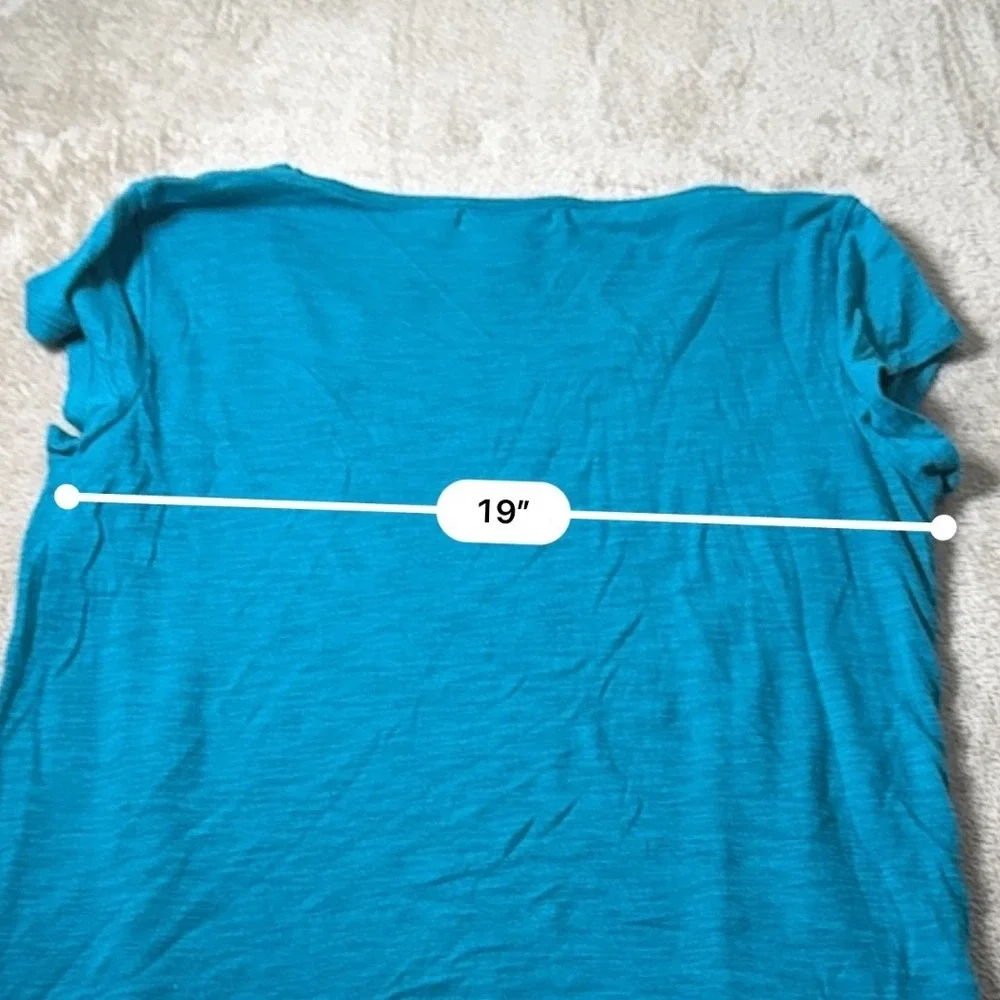 Liz Claiborne Turquoise Blue Crochet Lace Front Cap Sleeve Top Medium Boho